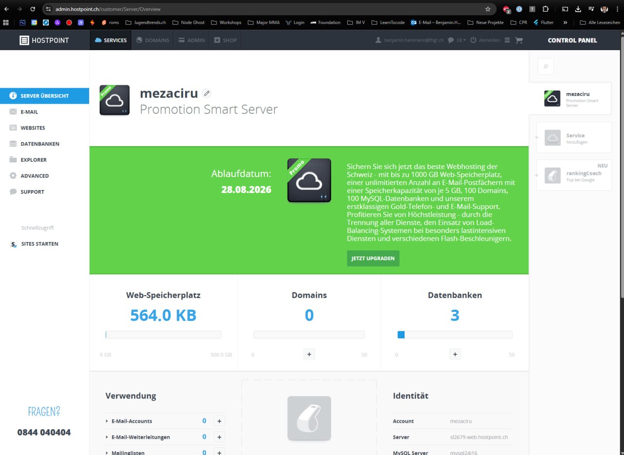 Hostpoint Server Übersicht